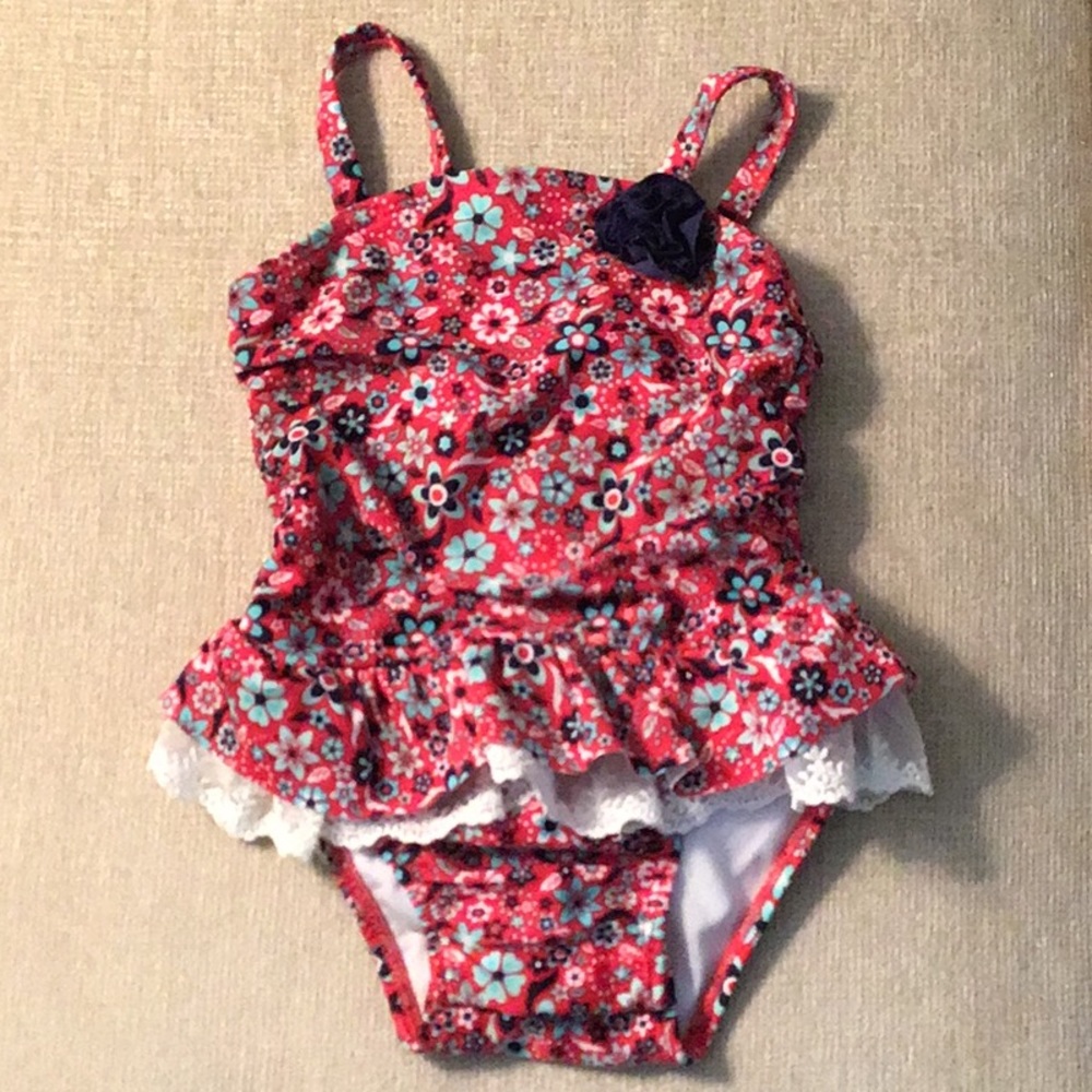 Baby floral & lave bathing suit